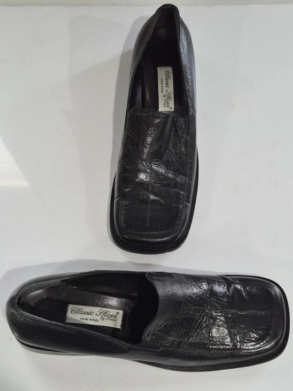 Classic Men's Black Leather Slip-On Loafers Size  10.5-11